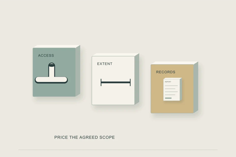 Conceptual illustration of separate cost components for access survey extent and report deliverables